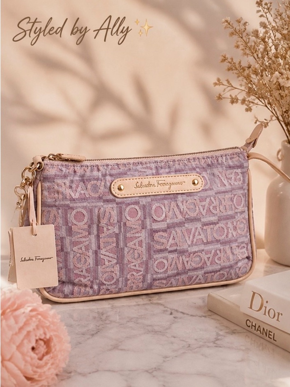 Ferragamo Vintage Monogram Shoulder Bag – Soft Pink Canvas - Picture 6 of 6